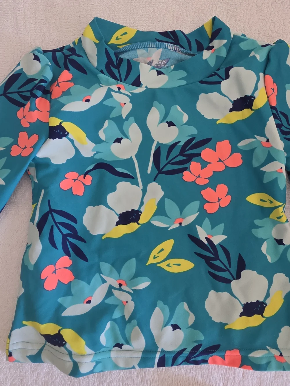 4 For $20 Girls' Teal Floral Long-Sleeve Rash Guard Swim Top Bottoms